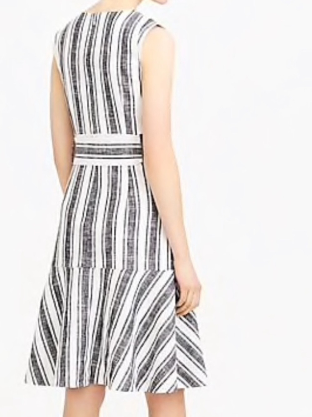 J crew striped linen blend belted fit & flare dress sz 2 coastal Americana - Picture 3 of 11